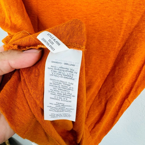 J. Crew Orange Firefly Linen Crewneck Rolled Cuff Short Sleeves Tee size S - Picture 6 of 7